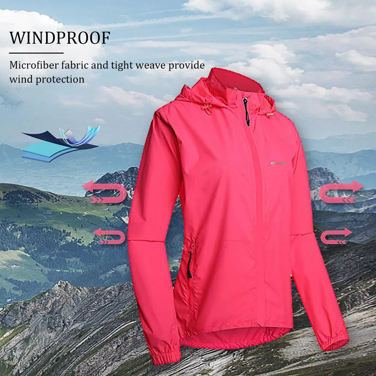 HARLSO Damen Sommer Fahrradjacke 2-in-1 mit abnehmbaren Ärmeln, wasserdichte, atmungsaktive Fahrradweste für Radfahren, Laufen,Pink-3XL