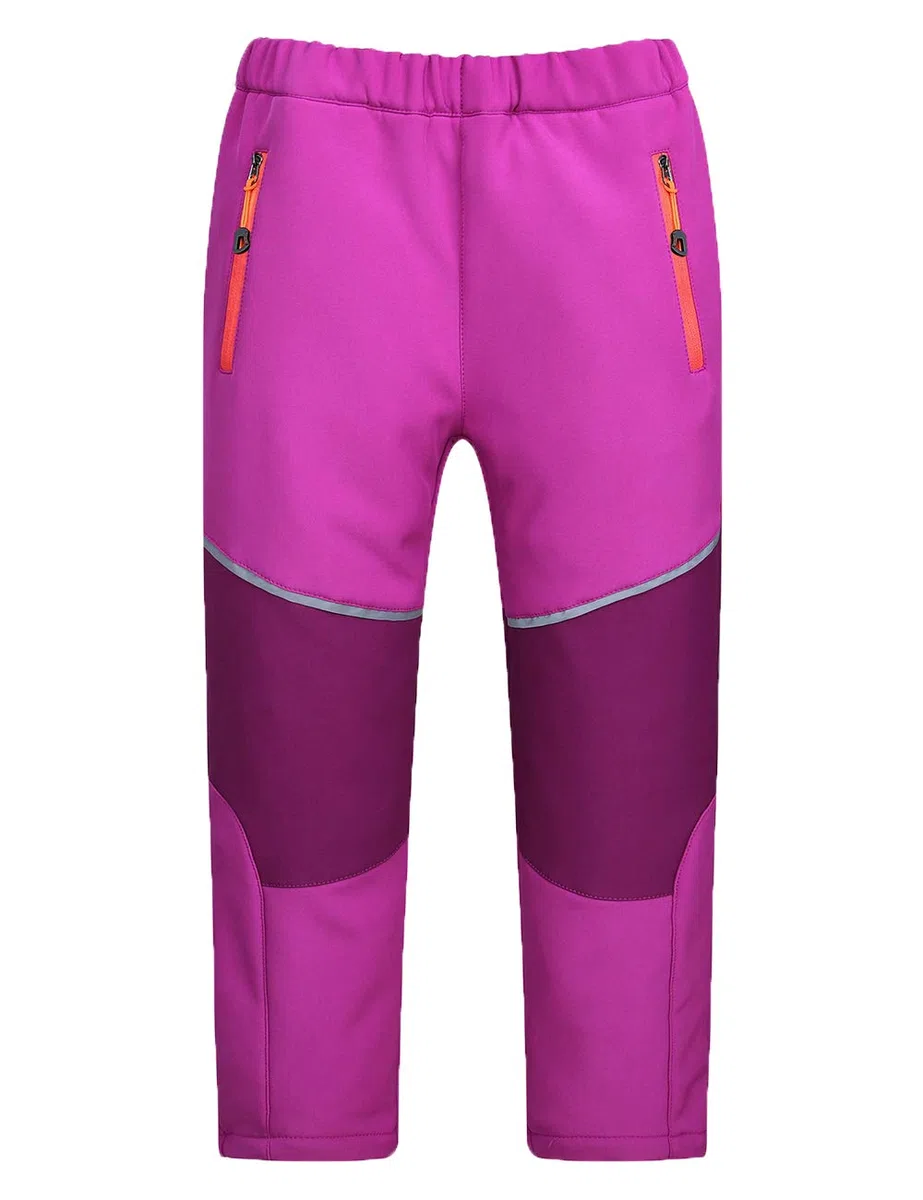 Echinodon Kinder Softshellhose mit Reflektor Gefüttert Hose Wasserabweisend Winddicht Atmungsaktiv Jungen Mädchen Outdoor Wandern Freizeit Hose Herbst Winter