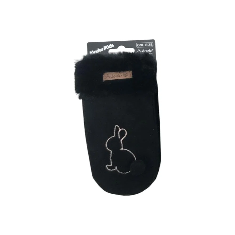 Winter Kinder Suede Fäustlinge » Handschuhe Hase mit Teddy » Günstige Kinderhandschuhe weich gefüttert » Kunstfell am Handgelenk