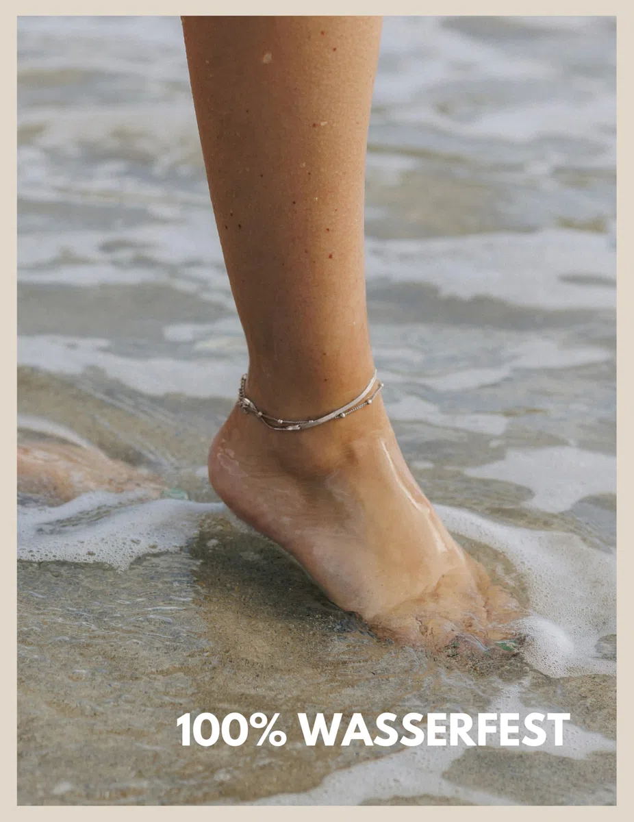 Gd. GOOD.designs EST. 2015 Fußkettchen für Damen I Mehrreihige Fußkette - Verstellbar I Schlangenkette Fußschmuck in Gold - Silber - Rosegold - Schwarz I Wasserfest