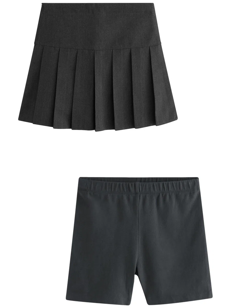 NEXT Mädchen Faltenrock mit Shorts, 2er-Pack