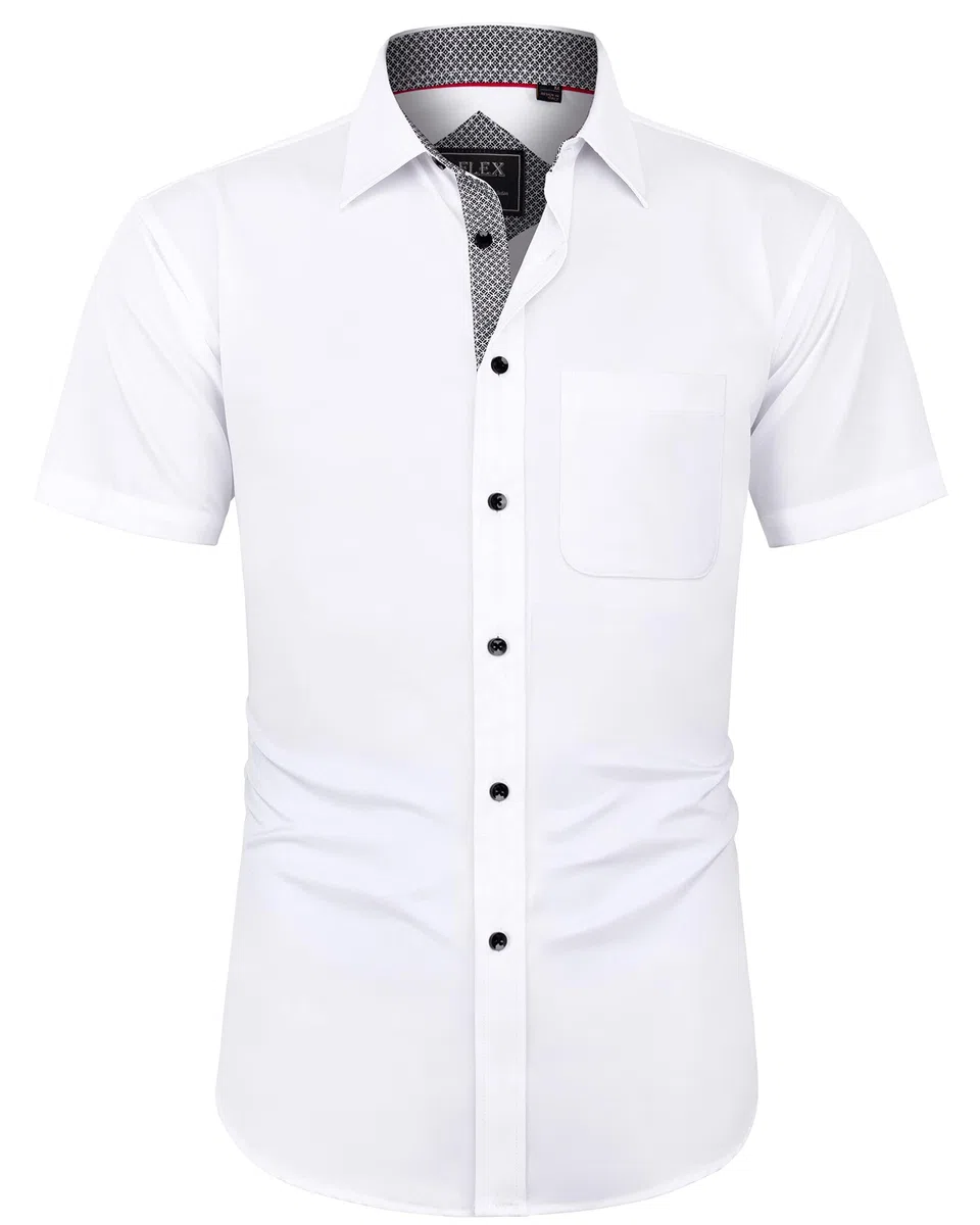 J.VER Herren Hemd Kurzarm Freizeithemd mit Tasche Regular fit Businesshemd Bügelleichte Oberteile Männer Modern