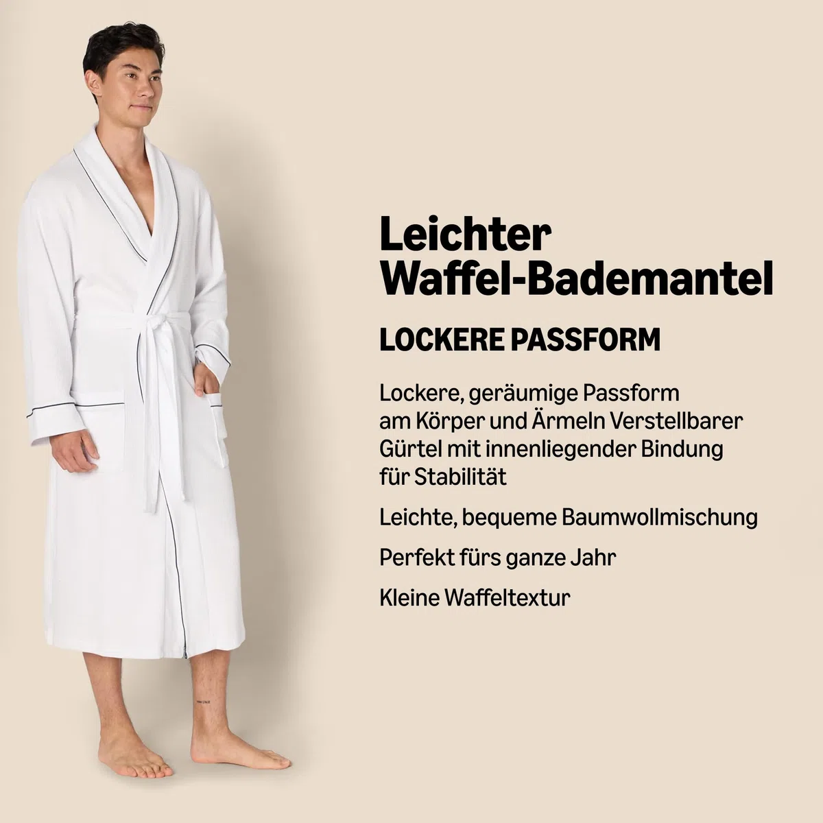 Amazon Essentials Herren Leichter Waffel-Bademantel (Erhältlich In Den Größen Schwer Und Groß)