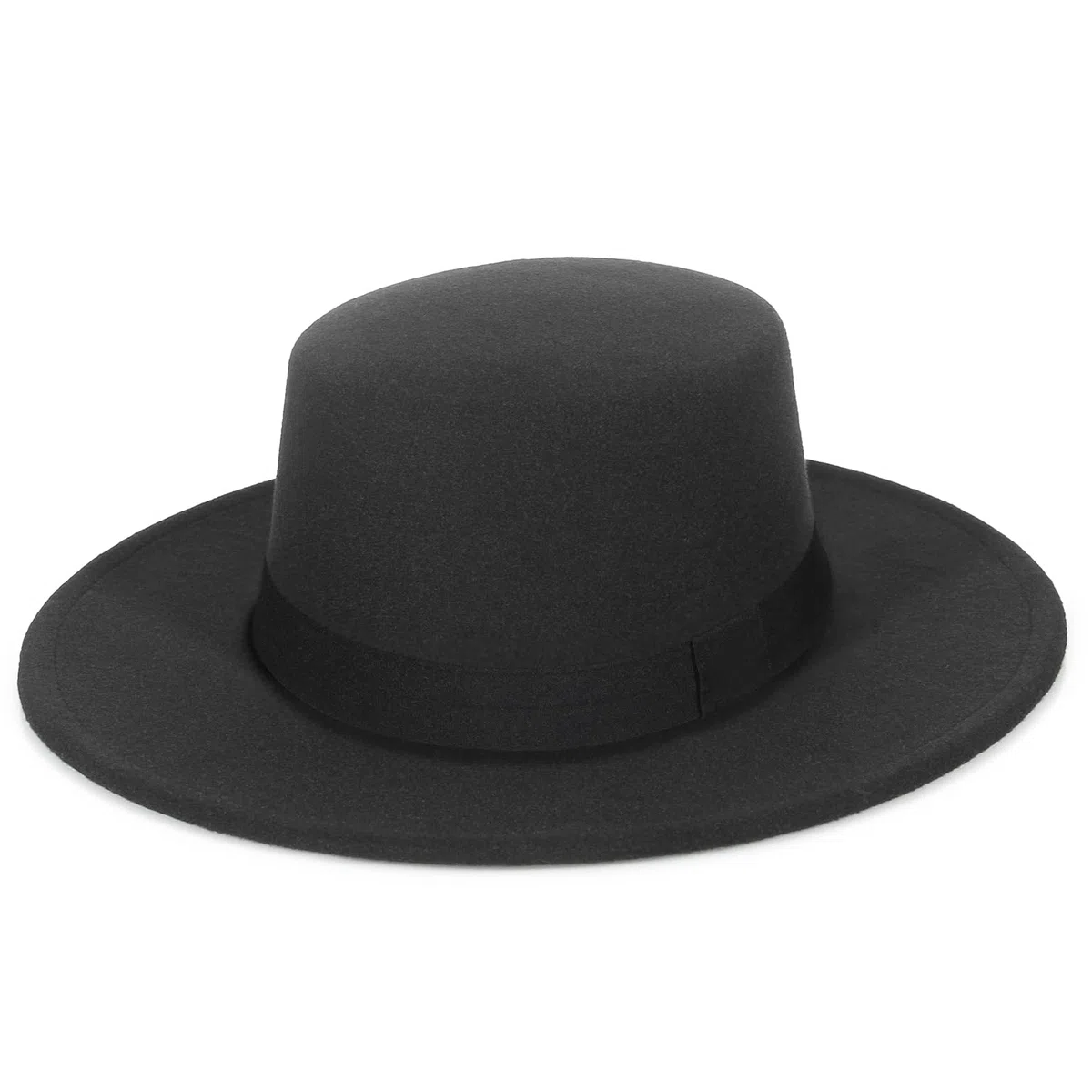 GEMVIE Fedora Hut mit Breite Krempe Damen Herren Filzhut Flache Kirche Derby Hut