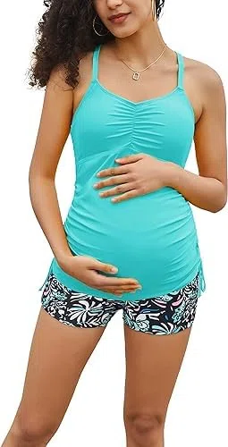 Maacie Tankini Set für Schwangere Trendig Bequem Bademode mit Shorts