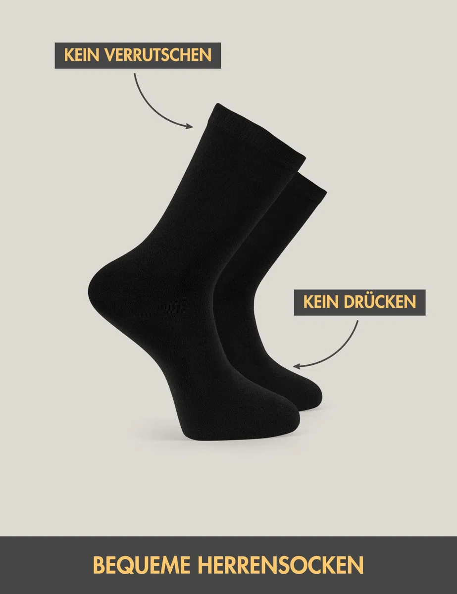 Basic Treasure 20 Paar Socken Herren, Herrensocken Schwarz, Business