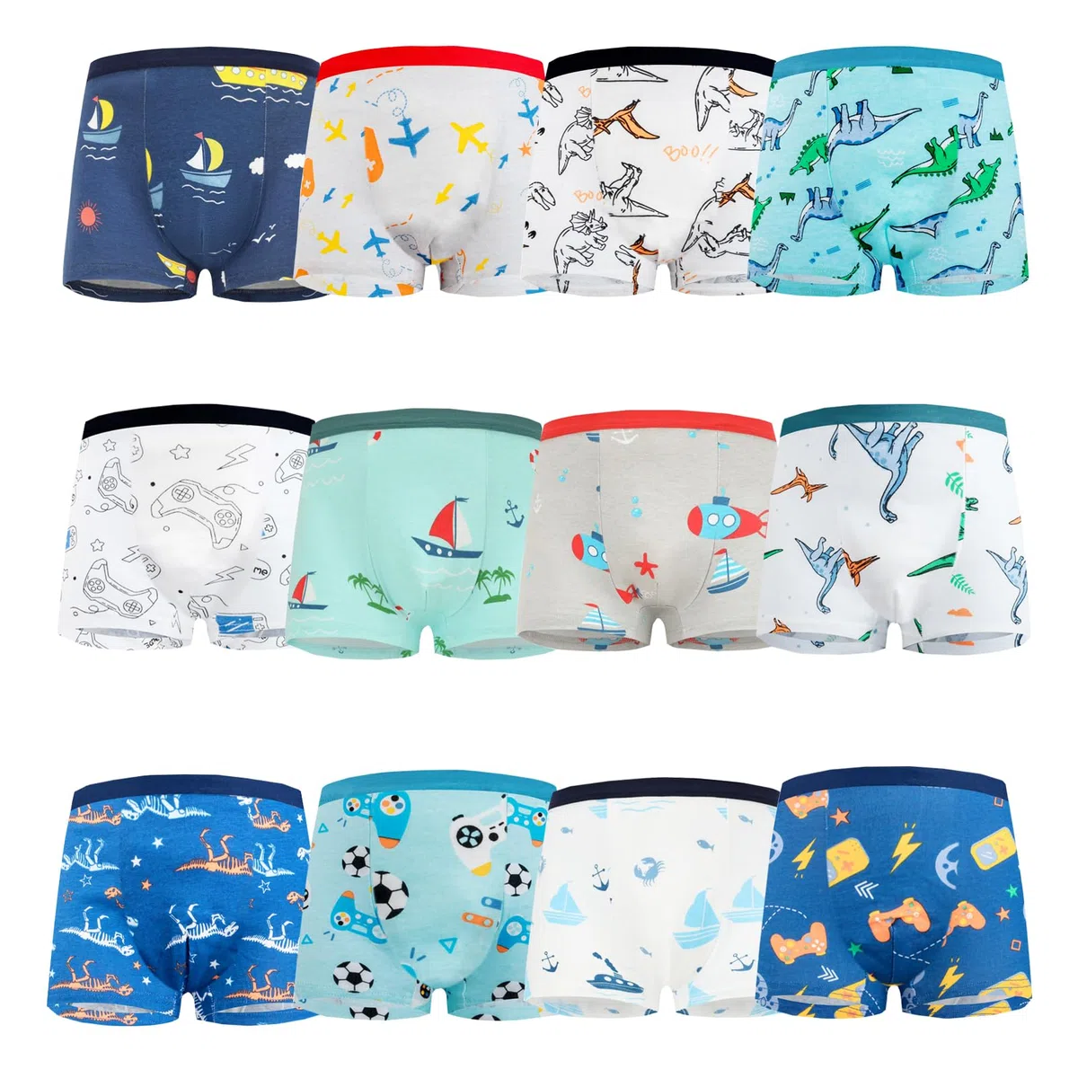JackLoveBriefs Kinder Unterhose Jungen 12er-Pack 8-10Jahre Mehrfarbig Größe:XXL