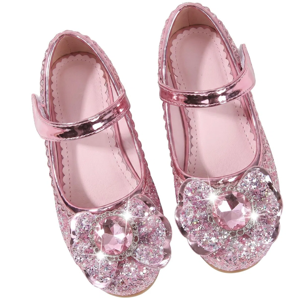 Prinzessin Schuhe für Mädchen Glitzer Flats, Kinder kostüm Ballerinas für Partyshows Hochzeit