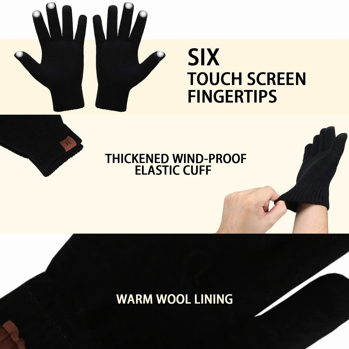 Bequemer Laden Winter Warm Mütze Loop Schal und Touchscreen Handschuhe Set für Herren und Damen, Wintermütze Strickmütze Beanie Schlauchschal Winterhandschuhe Strickhandschuhe mit Fleece Gefütterte