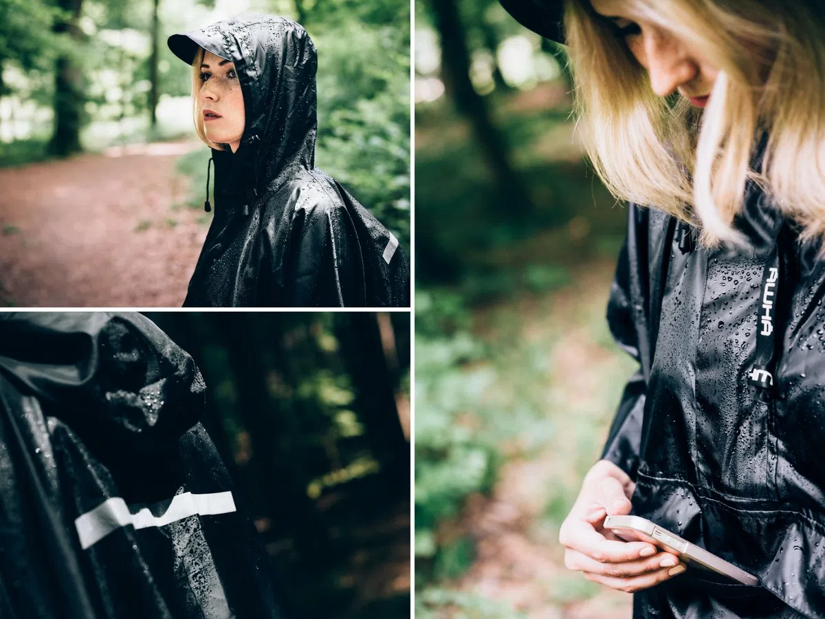 AWHA Regenponcho Damen und Herren wasserdicht und extra lang zum Wandern, Reiten, Fahrrad fahren - Outdoor Regenschutz wiederverwendbar mit Tasche