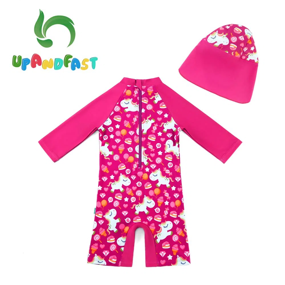 upandfast Baby Badeanzug mit Sonnenhut UPF 50+ Badebekleidung für Baby