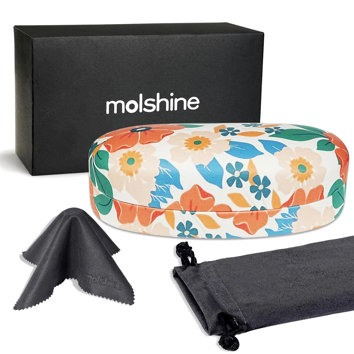 molshine Hartschalen-Sonnenbrillenetui,großes Hardcase Brillenetui mit Mikrofasertuch wird Damen und Herren für Sportbrillen und Sonnenbrillen geeignet