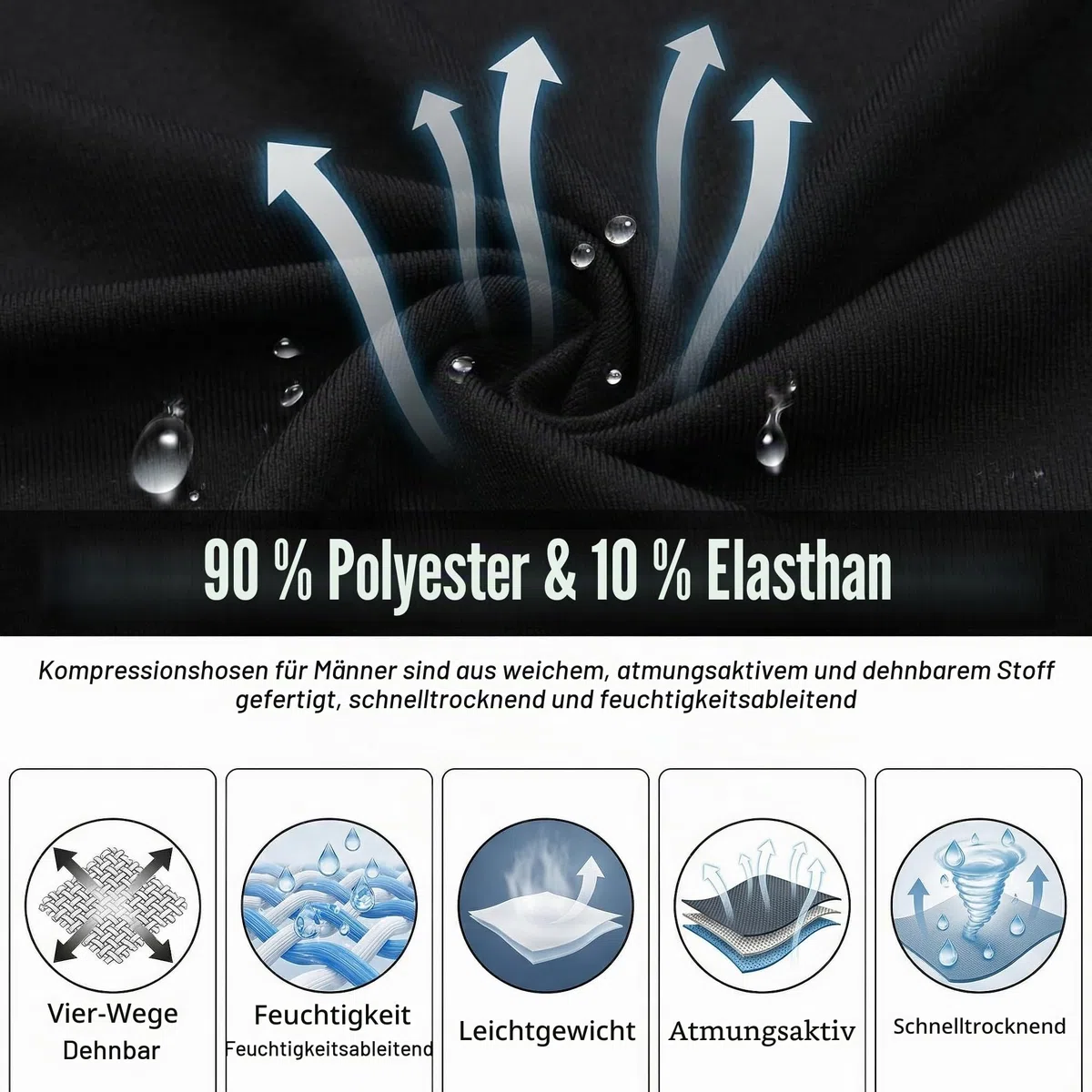 YUSHOW 3/4 Kompressionshose Herren mit Seitentaschen,3er Pack Sportleggings Männer für Fußball Fitness & Running, Schnelltrocknend Funktionshose Kniehoch Laufhose Baselayer