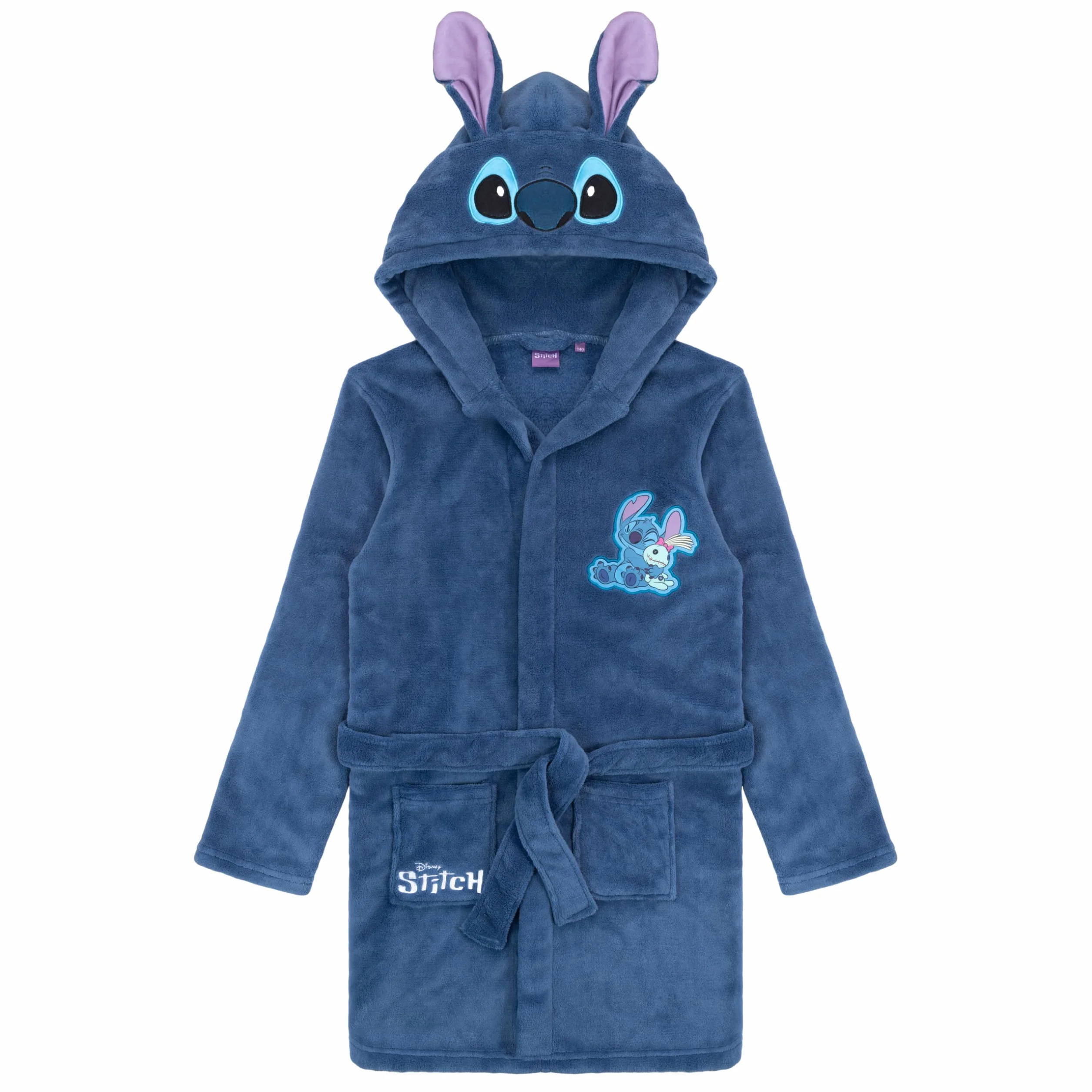 Lilo and Stitch Bademantel für Mädchen, Fleece, mit Kapuze, Blau