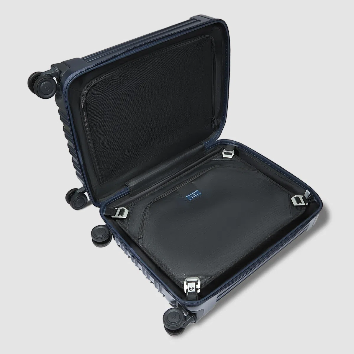 Piquadro - Kabinentrolley Hartschale 4 Rollen Polycarbonat-Unisex-Blau Matt | Robuste Schale, Elegant und Professionell, Teleskopgriff, Leicht, Geschäftsreisen
