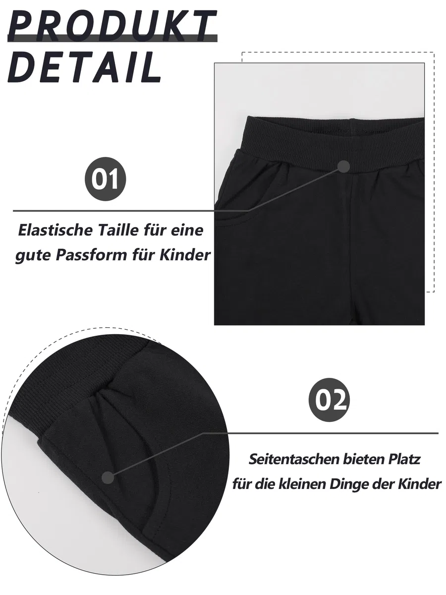 NATUST Jungen Sommer Shorts Kinder Baumwolle Hose Kurze Jogginghose, 3er-Pack