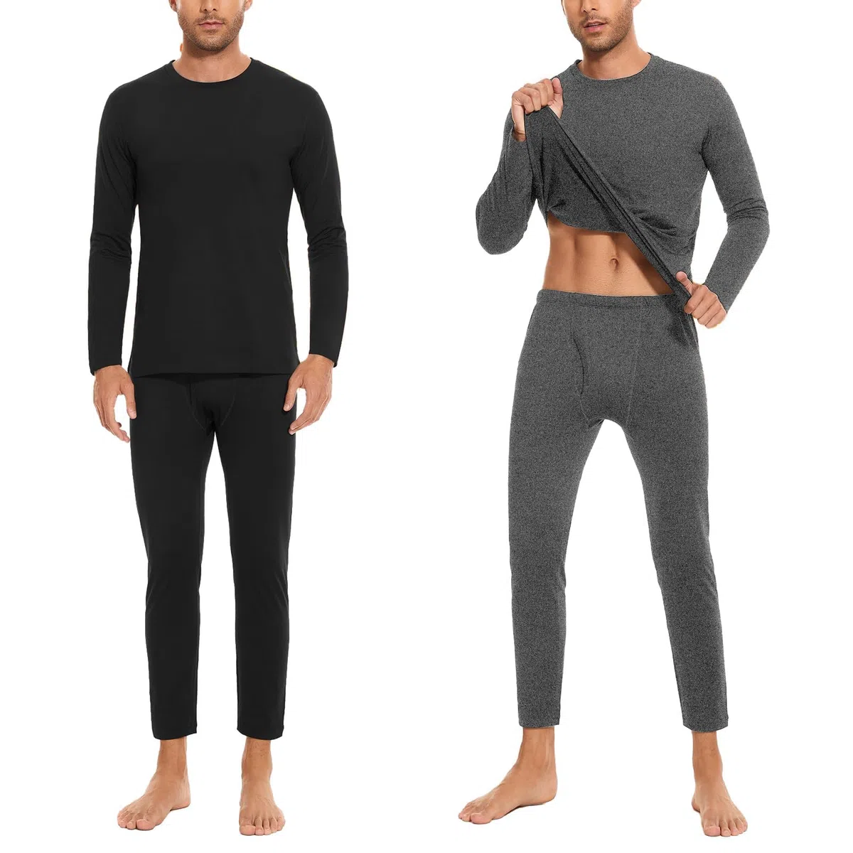SIMIYA Thermounterwäsche Herren 2er Set Warme Unterwäsche mit Innenfleece, Thermo Oberteil und Unterteil mit Eingriff Langarm Funktionsunterwäsche Rundhals Skiunterwäsche für Winter(S-4XL)