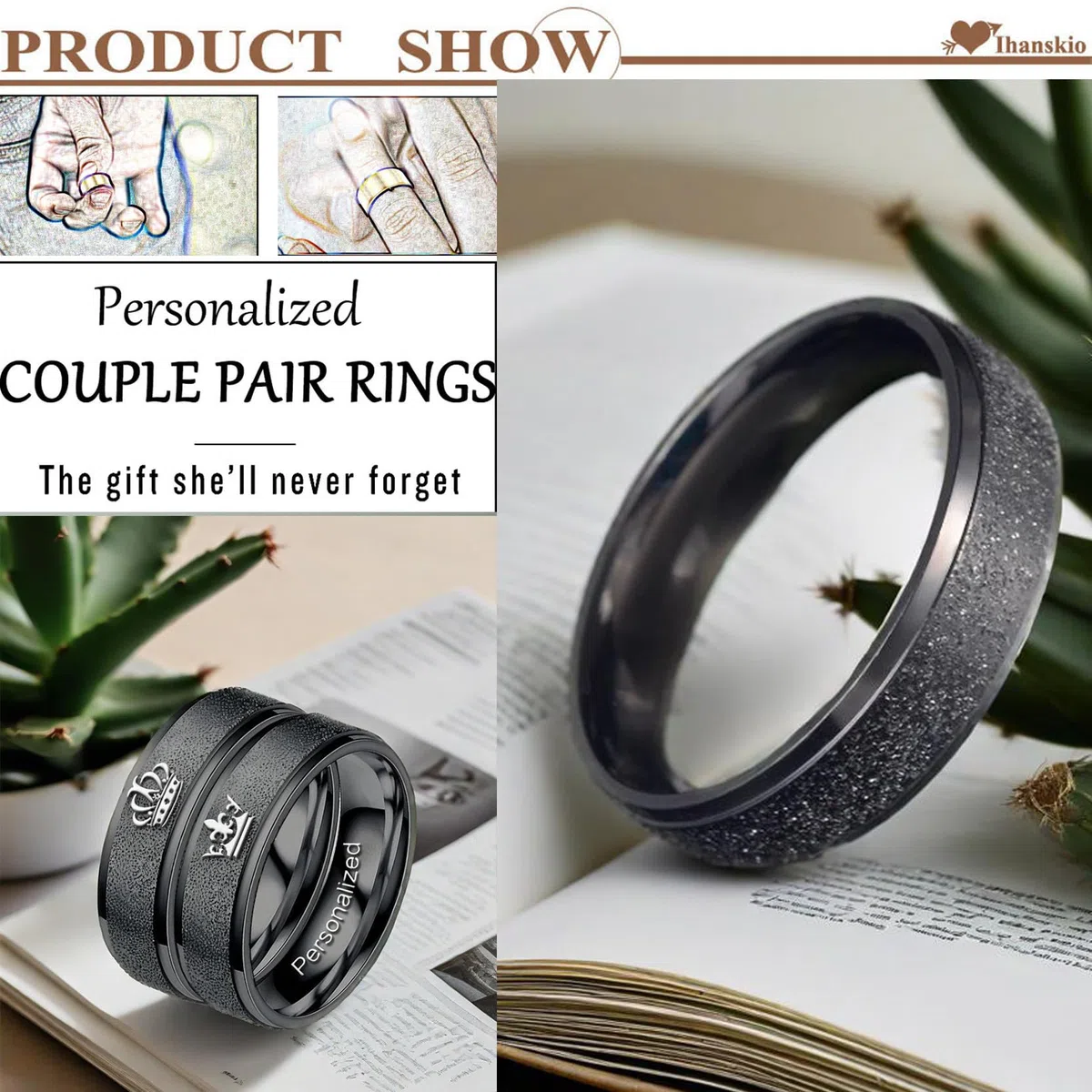 Passen Sie Mattierte Passende Paare Ringe Mit Gravierten Crown Mustern An Matter Versprechensring Personalisiert Seine Ringe Eheringe Paarschmuck