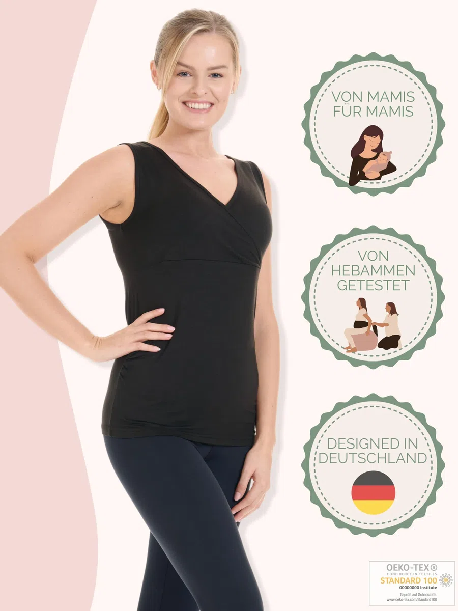 Herzmutter Stilltop-Umstandstop 2er-Set OekoTex 100 - Oberteil für Schwangerschaft - mit Stillfunktion - 6700
