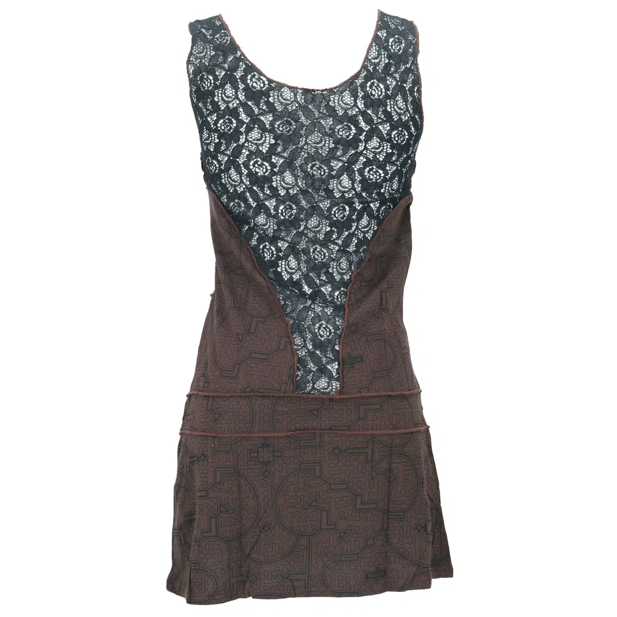 GURU SHOP Ethno Minikleid, Festival Goakleid mit Overlock, Damen