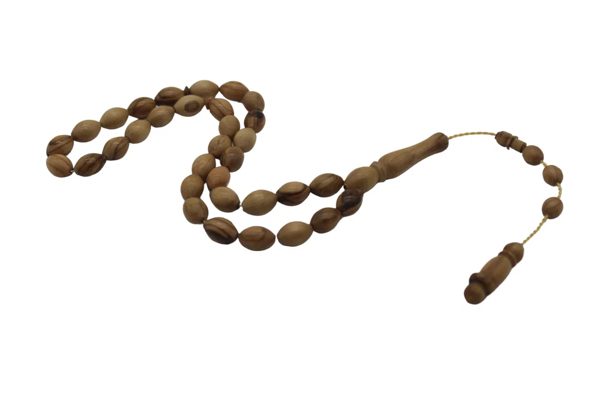Handgefertigte Olivenholz 33 Perlen Tasbeeh Misbaha Islamisches Geschenk Tasbih Gebetskette Tesbih 10mm Mittlere Größe Dhikr Rosenkranz, Medium, Olivenholz