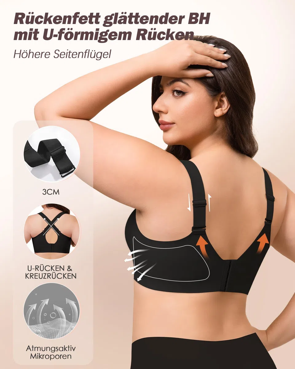 As Fairy Atmungsaktiver Bequem BH für Große Brüste Ohne Bügel Seamless Minimizer Nahtlose BHS, Volle Abdeckung Bralette mit Breiten Trägern
