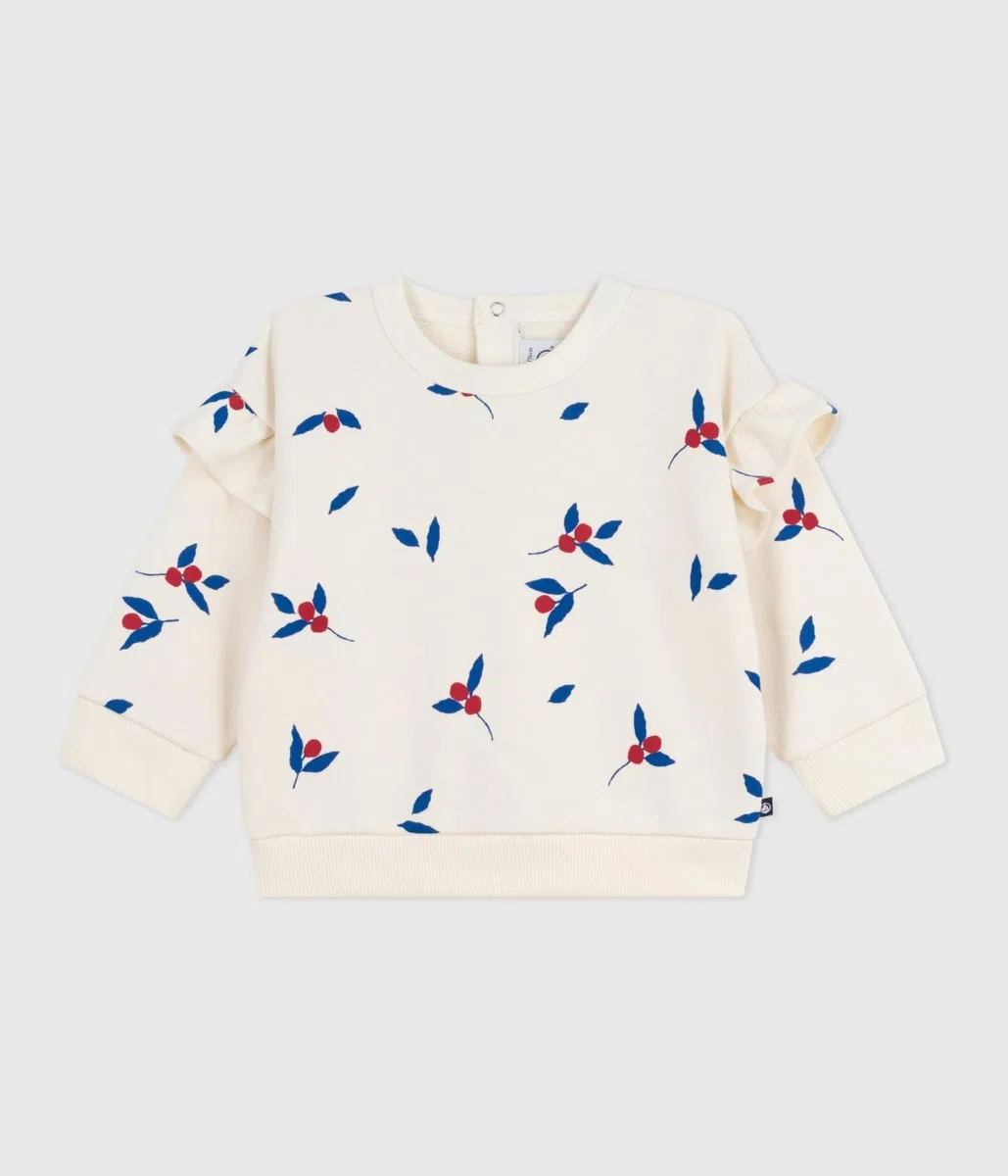 Petit Bateau Sweatshirt bébé en Coton imprimé Baies à Volants