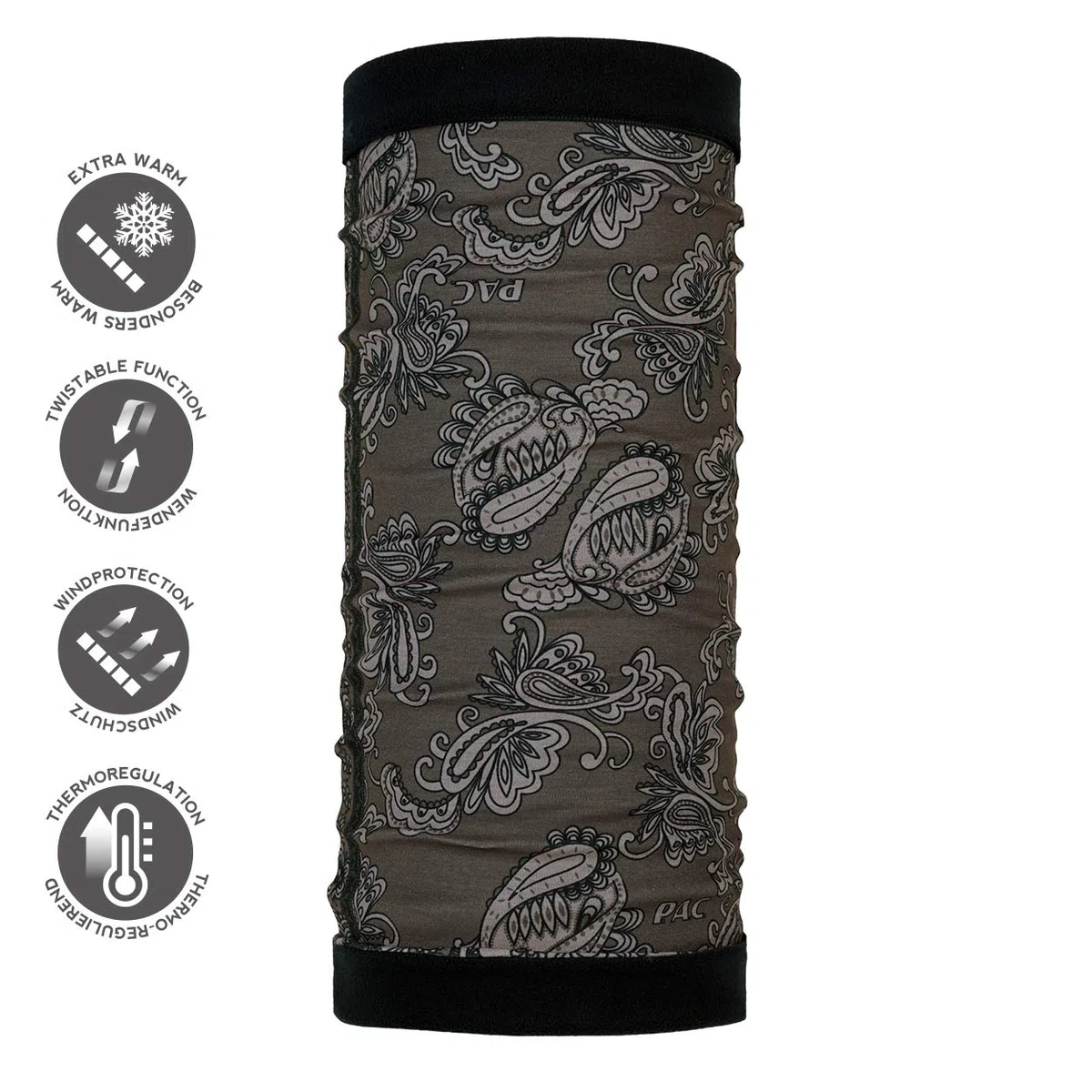 P.A.C. Twisted Fleece Multifunktionstuch - Outdoortuch, Skituch, Halstuch, Schlauchtuch, Unisex, 10 Tragevarianten