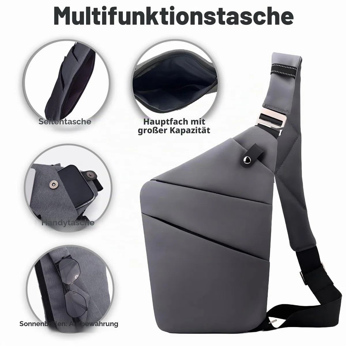 BIRDDIE Schultertasche Herren Sport Umhängetasche Outdoor Diebstahlsichere Tasche Crossbody Verstellbare Umhängetasche für Reisen Wandern und Fahrrad