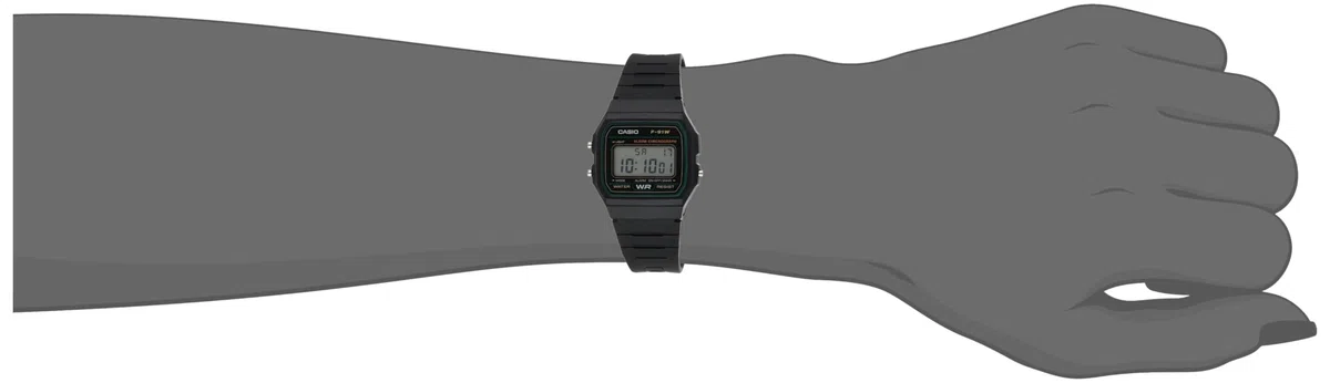 Casio F-91W-3DG Armbanduhr schwarz, Armband