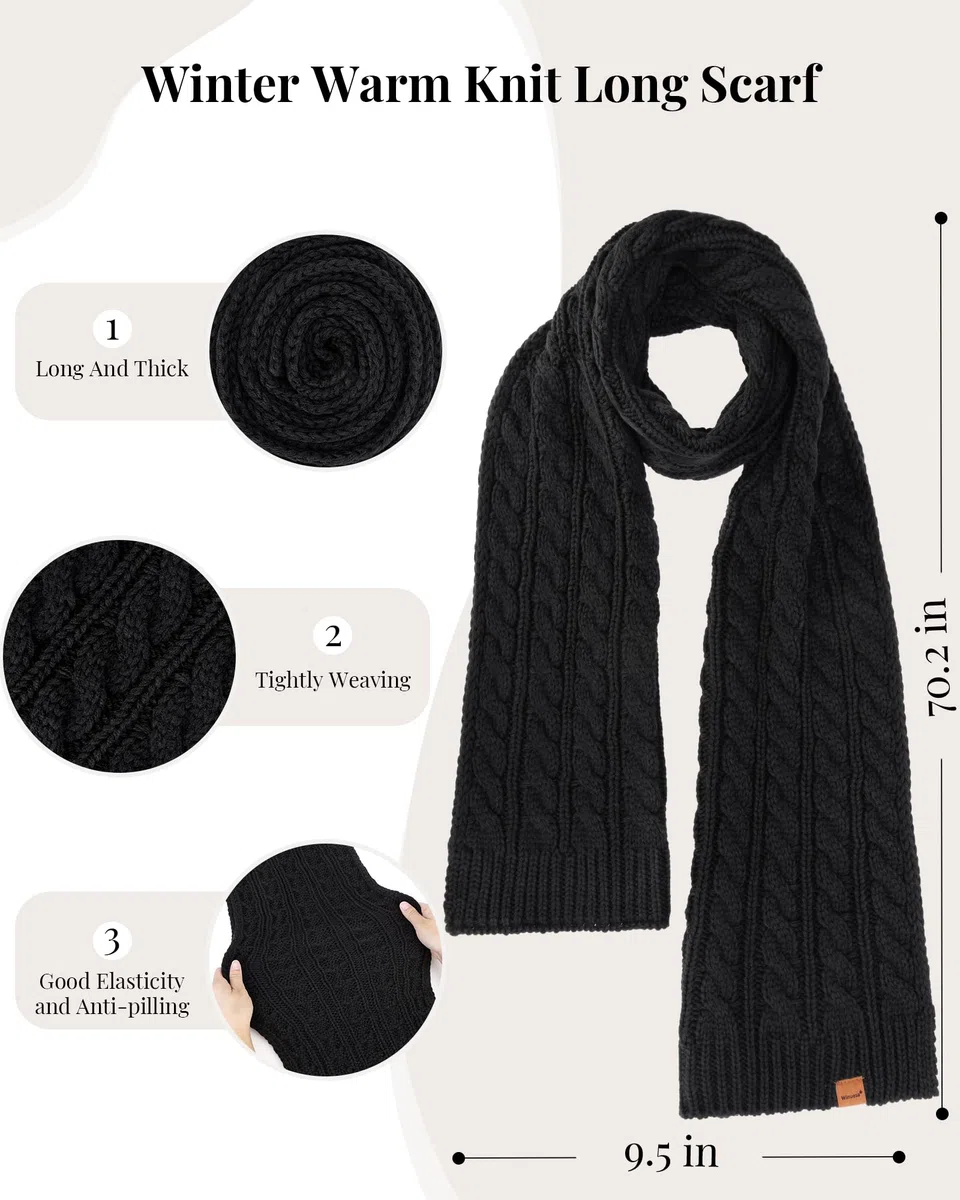 Winuesa Mütze, Schal & Handschuh-Sets für Damen, Beanie Mütze Damen Winter mit Bommel Fleece Gefütterte, Touchscreen Handschuhe Schal 3 in 1 Geschenk Set(Haferflocken)