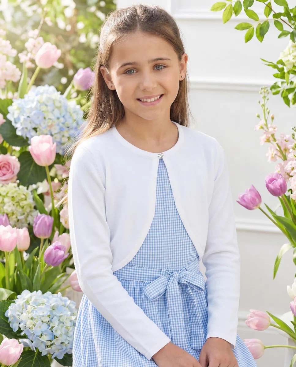 Bolerose Mädchen Langarm Bolero Strickjacke Kinder