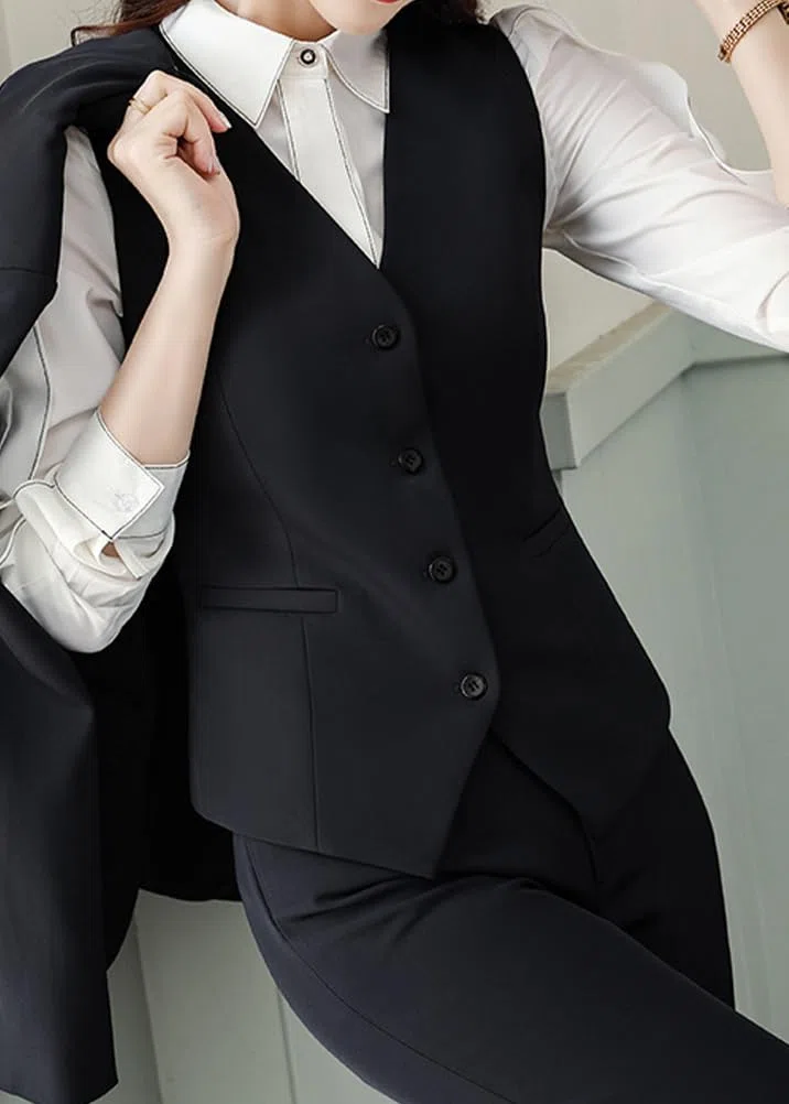 ORANDESIGNE Anzugweste Damen Elegant Weste V-Ausschnitt Anzug Weste Business Freizeit Gilet Slim Fit