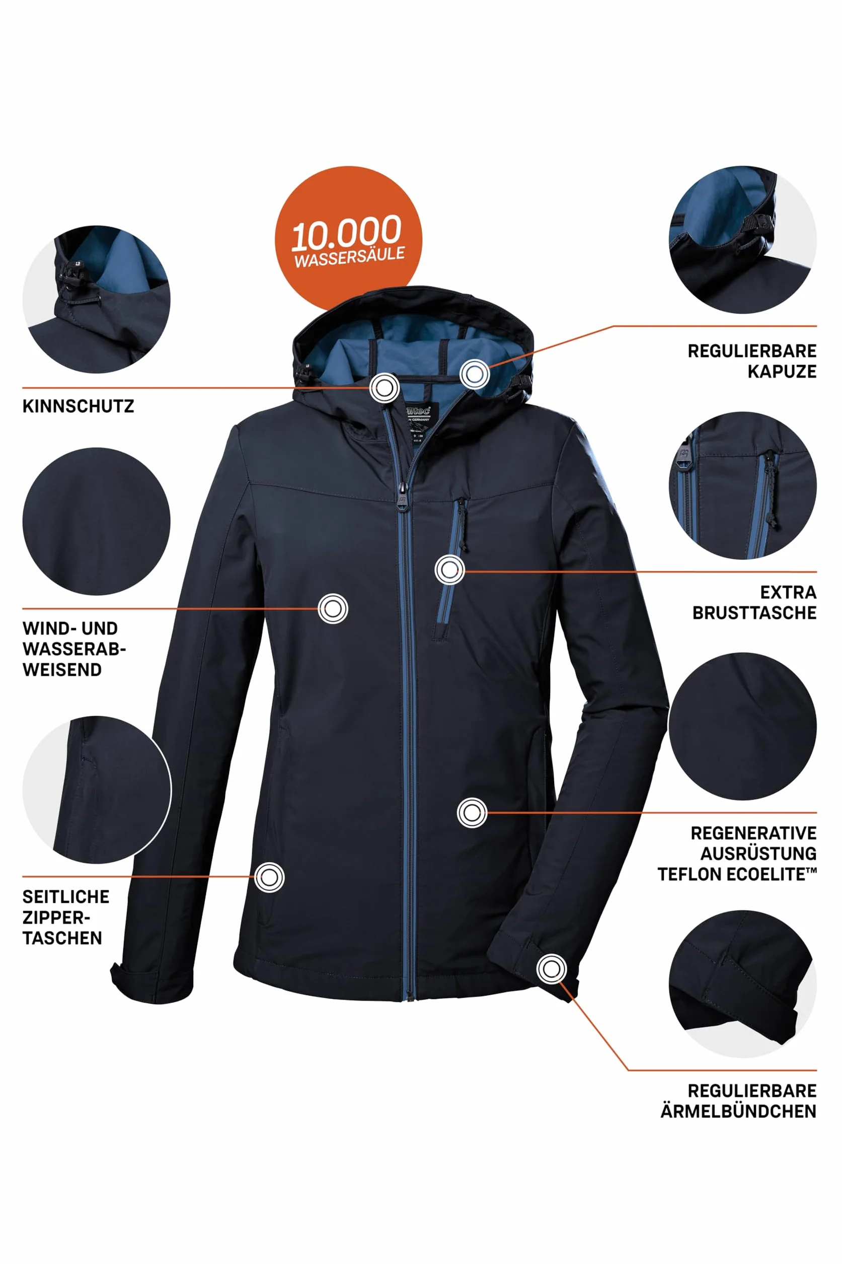 Killtec Damen Kos 89 Wmn Sftshll Jckt Softshelljacke/Outdoorjacke mit Kapuze