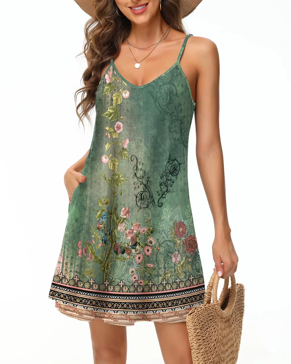 Tanmolo Damen Sommer Kleid Kurz Strandkleid Spaghettitrger Freizeitkleid