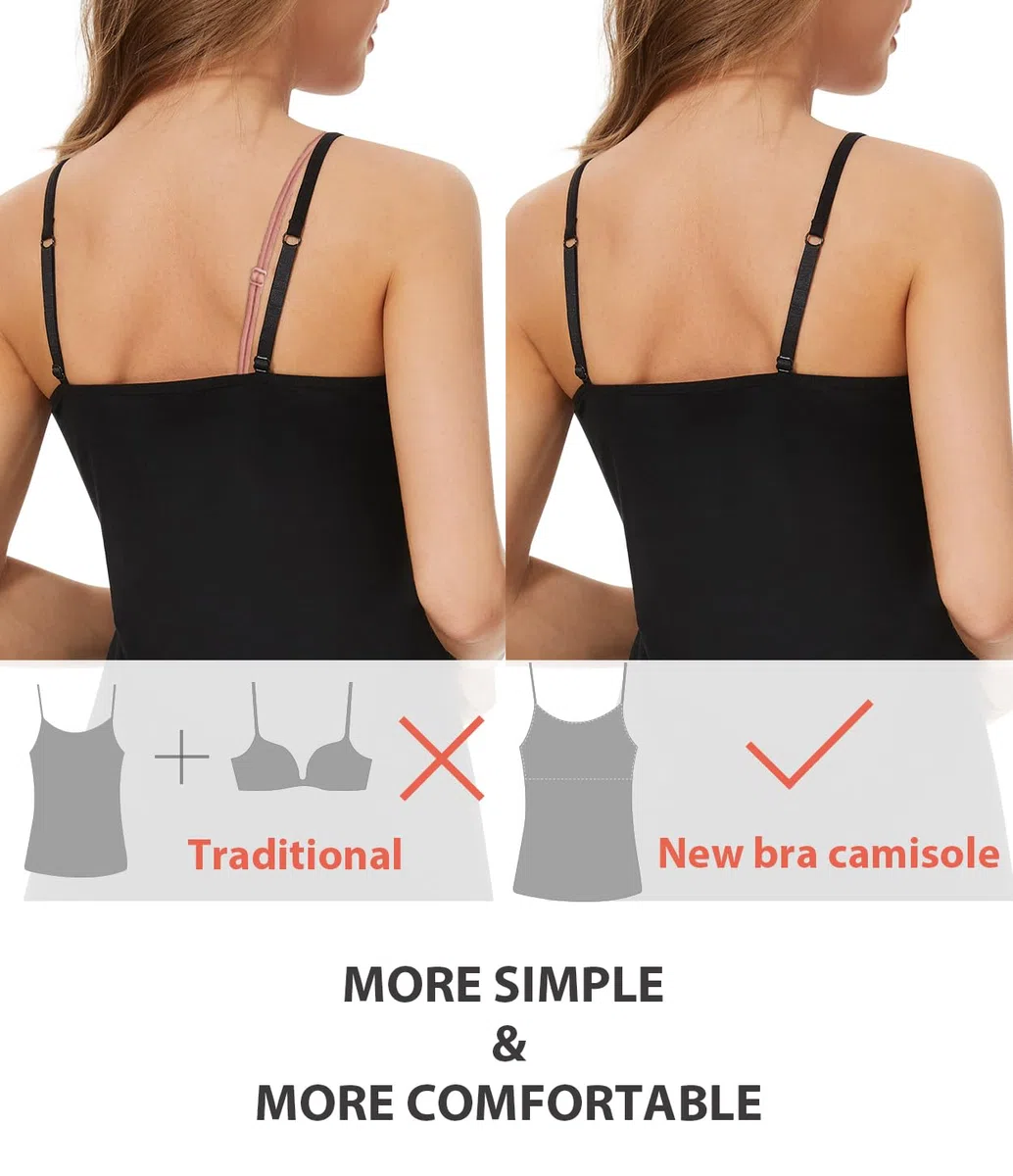 Knuffnee Damen Baumwolle Unterhemd Regal BH Unterhemden Verstellbaren Spaghetti Top 3er Pack