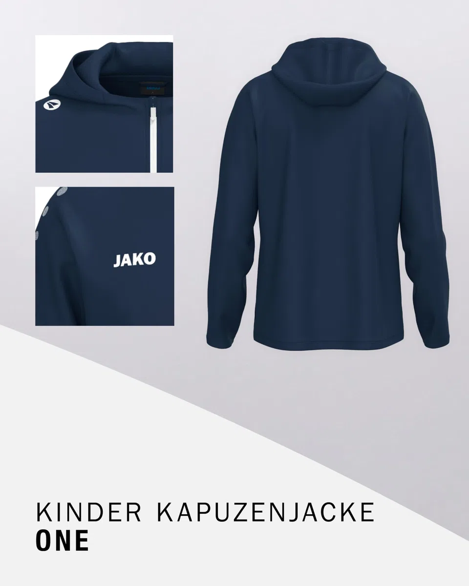 JAKO One Kapuzenjacke – Atmungsaktive Sportjacke für Kinder aus 100% Polyester, mit weichem Micro-Fleece, ideal für Sport und Freizeit