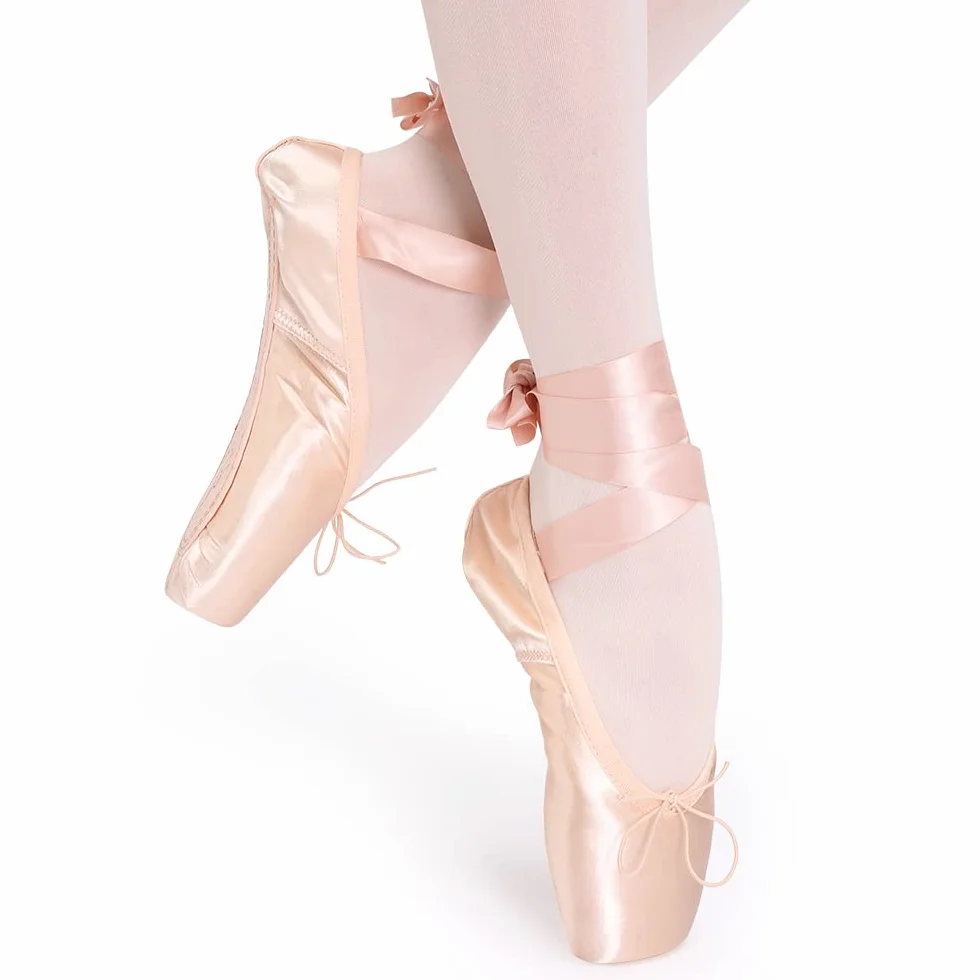 Spitzenschuhe Rosa Ballettschuhe Professionell Tanzschuhe mit Spitzenschoner und genähtes Band für Damen/Mädchen (Bitte wählen Sie eine Nummer größer)