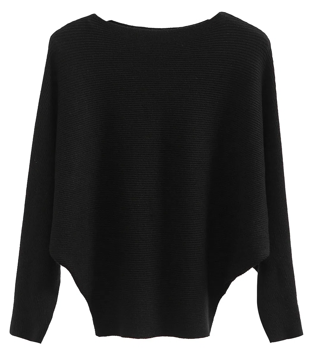 FULIER Boot-Ausschnitt Batwing Ärmel Dolman Lose gestrickte Pullover und Pullis Pullover Tops für Frauen