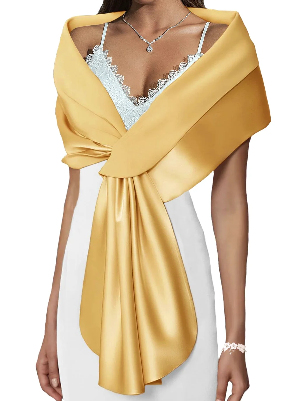Damen Satin Stola Festlich Elegante Hochzeit Schals Stola für Abendkleider Brautkleider