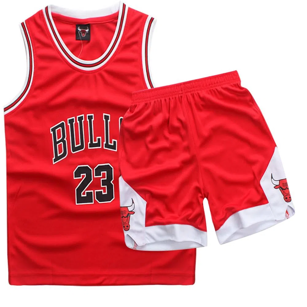 Kinder Basketball Trikot Set - 2-Piece Shirt und Shorts für 8-10 Kinder (Rot)