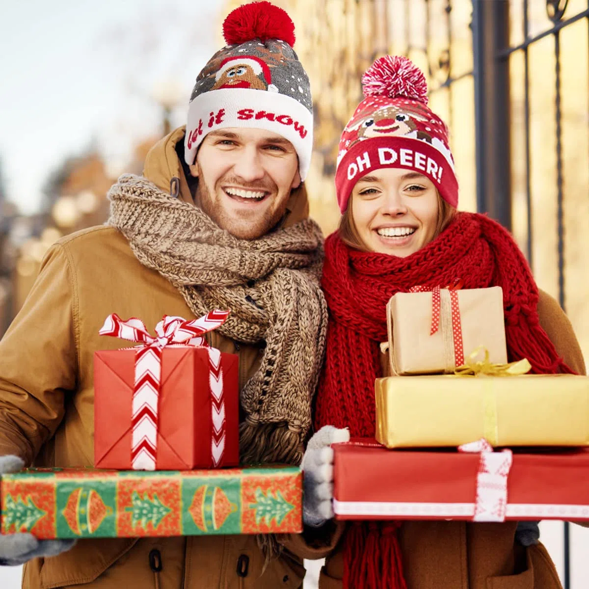 TUONROAD LED Weihnachtsmütze Herren Lustig Leuchten Beanie Mütze Warme Wintermütze Strickmütze Hässlich Urlaub Party Geschenk Kappe Hut für Männer Frauen Jungen Mädchen Kinder