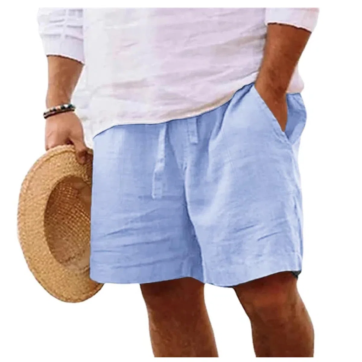 Yageshark Shorts Herren Sommer aus Leinen Leichte Luftige Einfarbige Lockere Passform Freizeit Kurze Hose