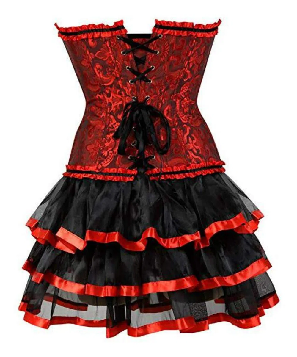 KUOSE Moulin Rouge Gothic Corsagenkleid Korsett Spitenrock Übergrößen S-6XL