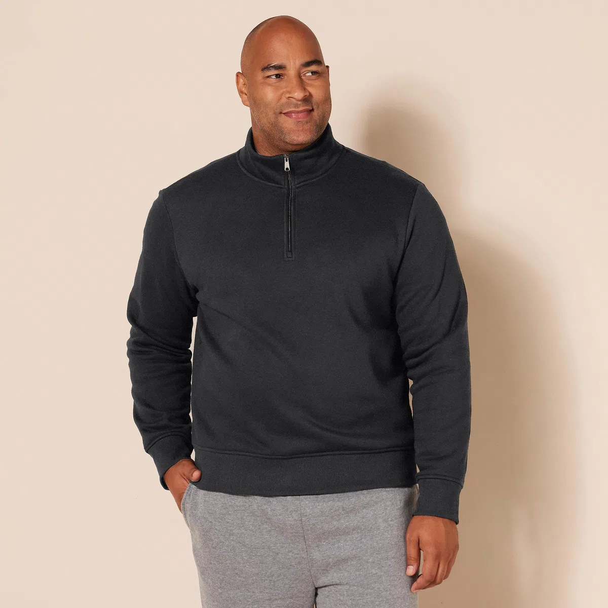 Amazon Essentials Herren Langärmliges Fleece-Sweatshirt Mit Viertelreißverschluss
