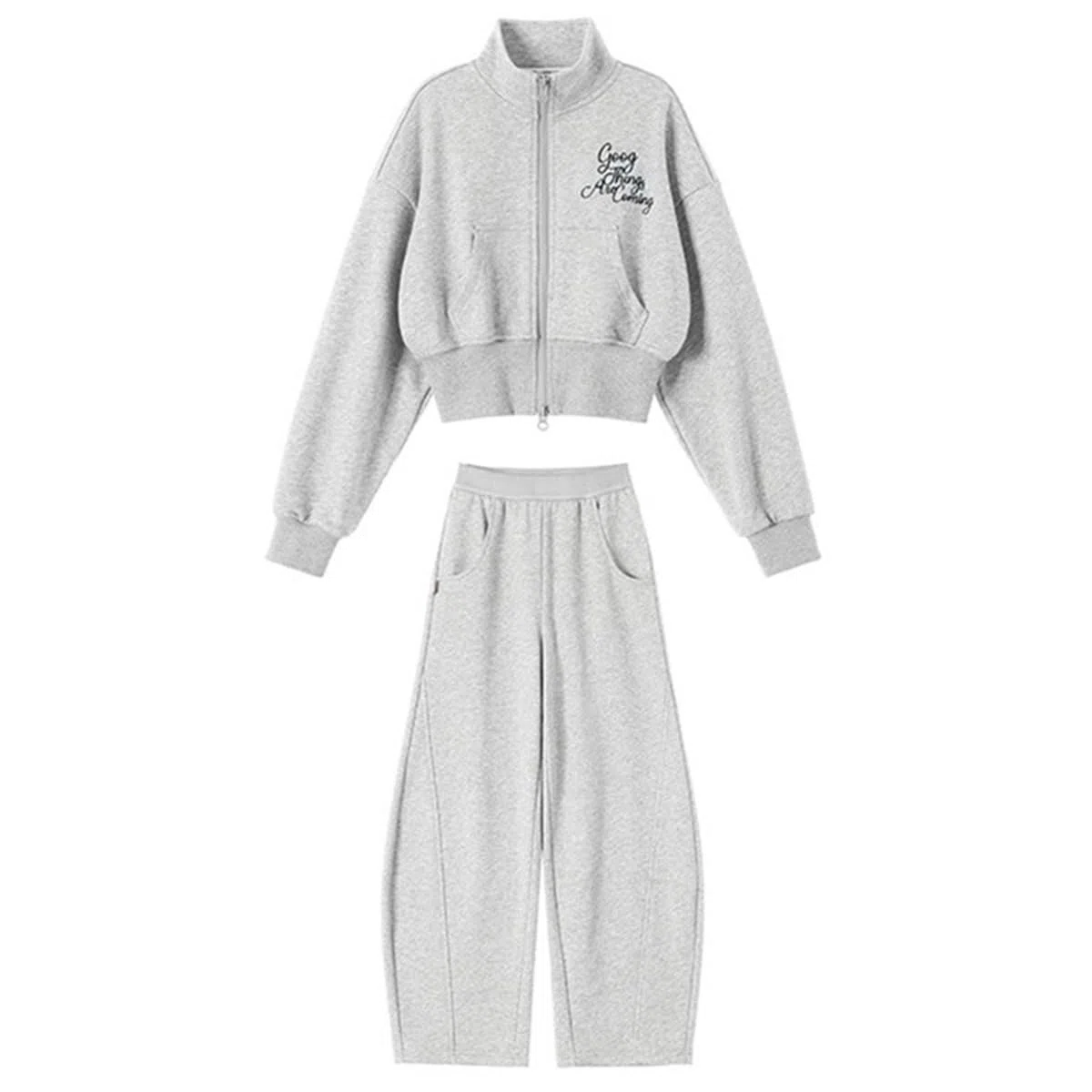 linboo Mädchen Kleidungset 2tlg Jogginganzug Sweatjacke mit Doppeltem Reißverschluss und Sporthose Kinder Sportanzug