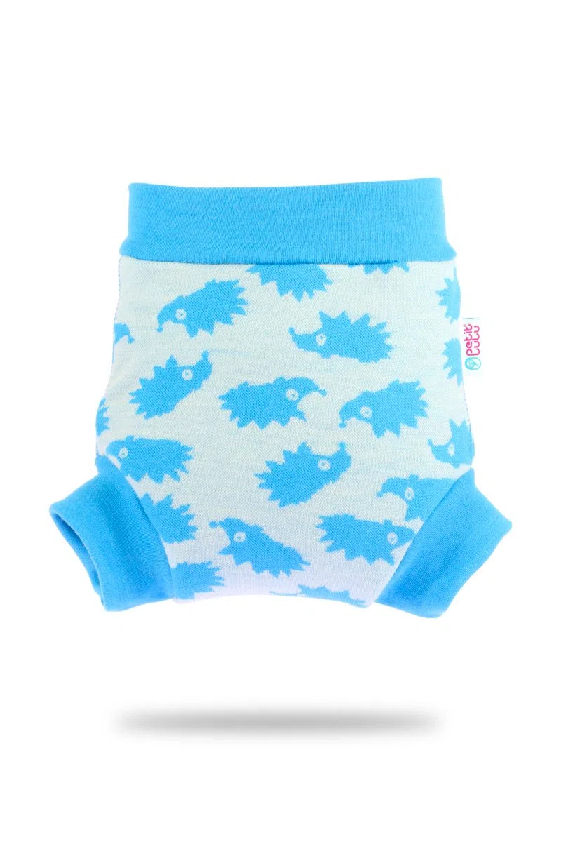 Petit Lulu Wollüberhose Größe L 100% Merinowolle Stoffwindeln (Igel (türkis))