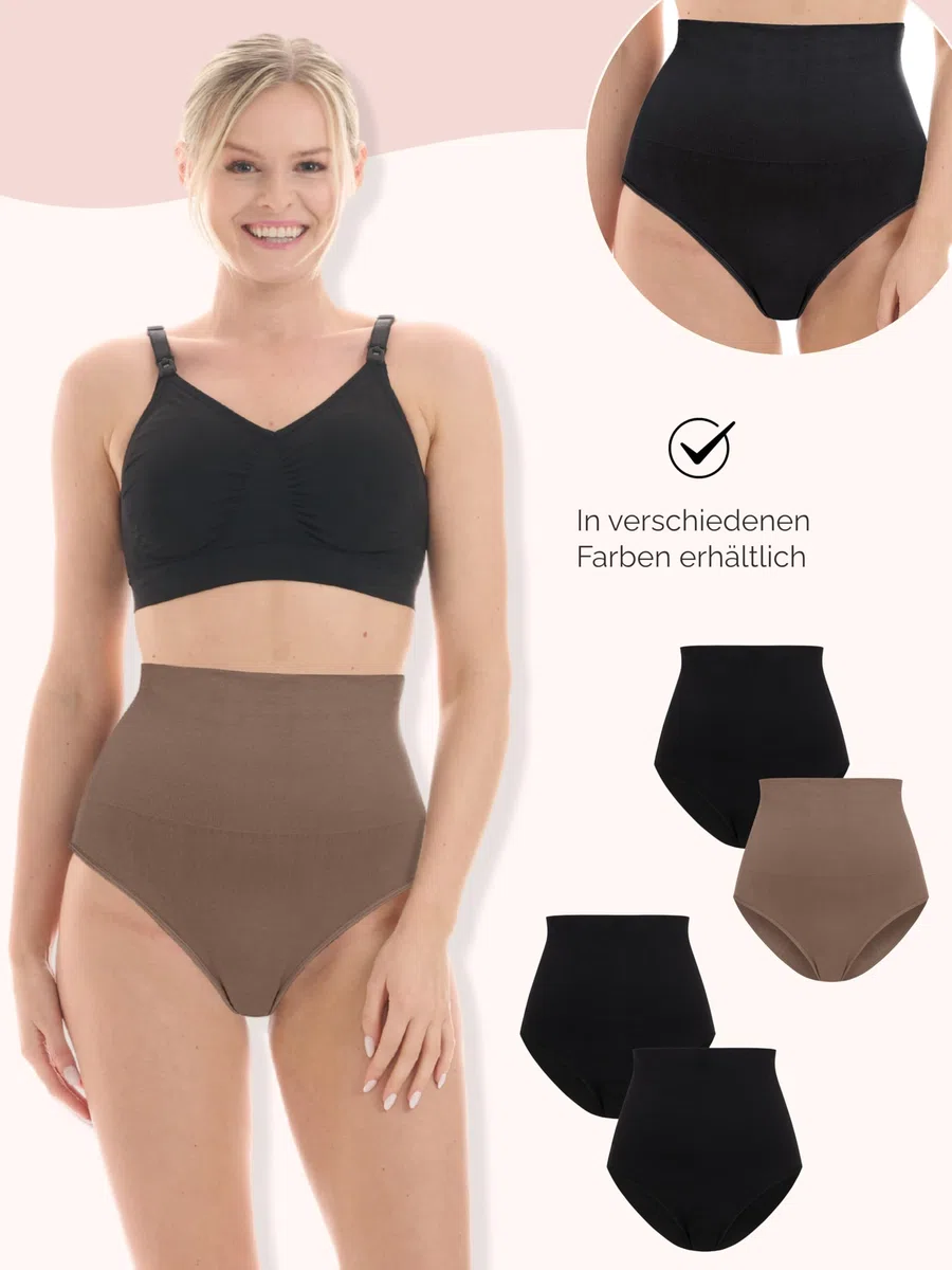 Herzmutter Wochenbett Unterhosen Kaiserschnitt-Geburt - 2er Set - Unterwäsche Postpartum - Saugfähig-Bauchstützend - Perioden Slip - High Waist Bauchschmeichler - 501020