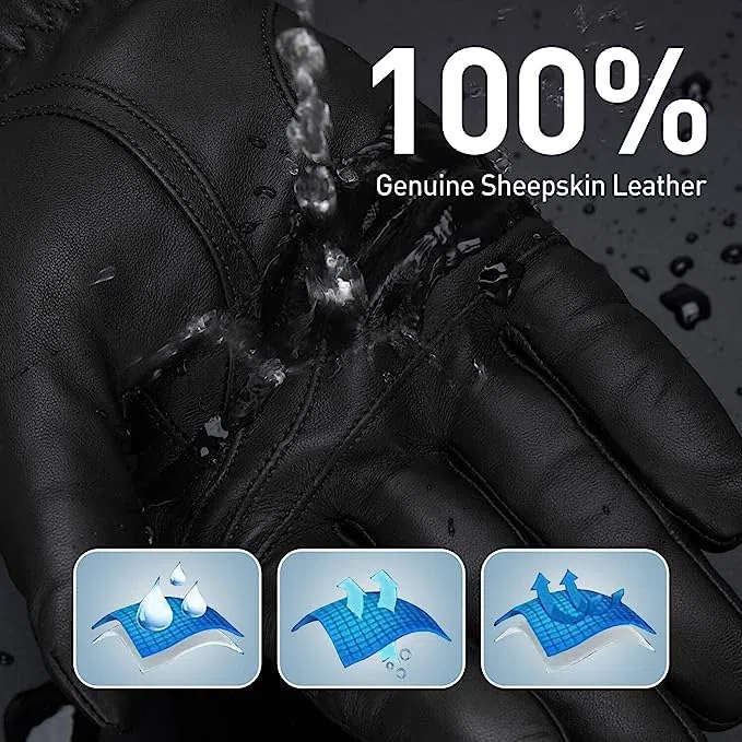 BISON DENIM Herren Echtleder Handschuhe Hohe Qualität Warmes Wollfutter Lederhandschuhe Smartphone Touch Funktion Herbst & Winter