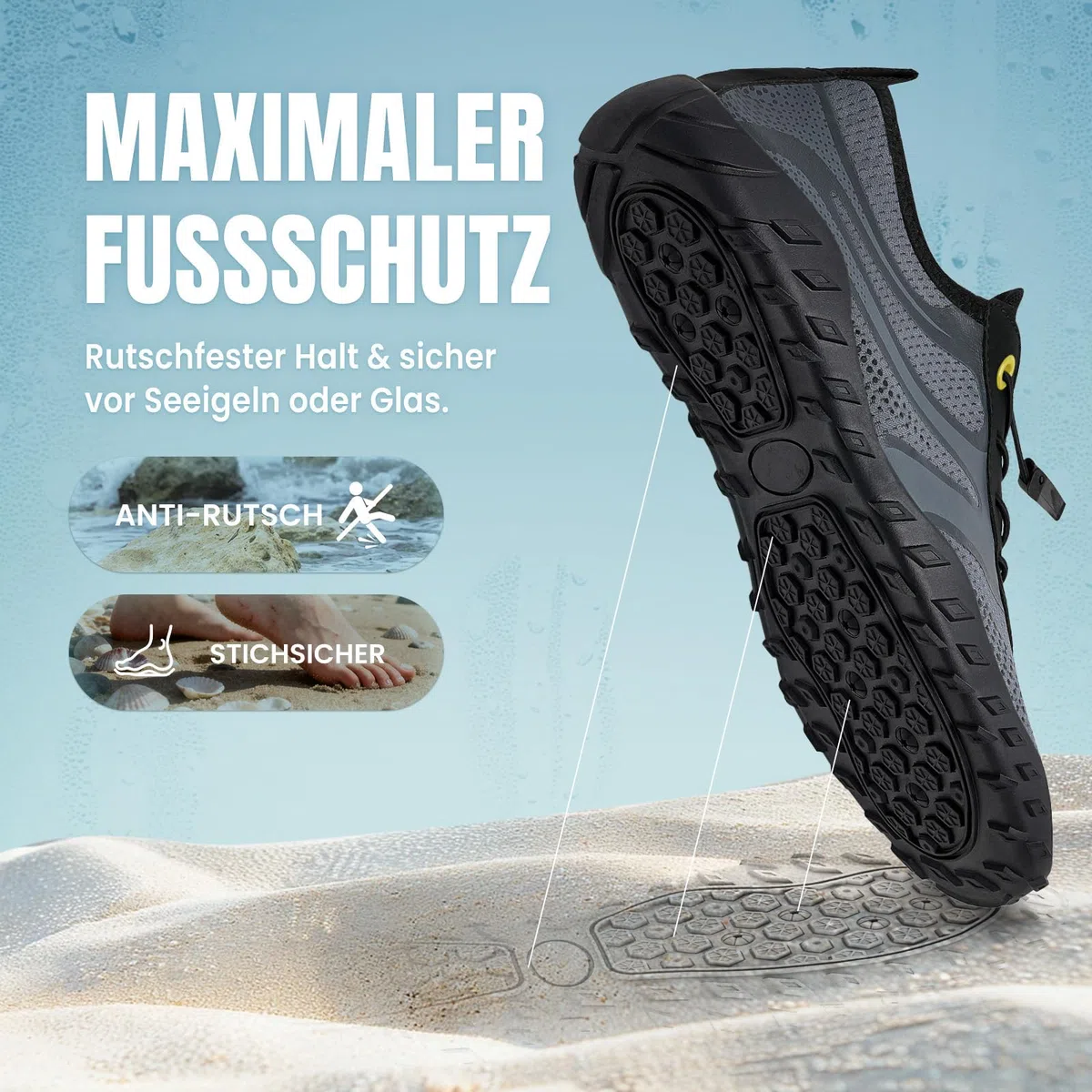 WateLves Wasserschuhe Badeschuhe Damen Herren Strandschuhe Schwimmschuhe Aquaschuhe Sommer Schnell Trocknend Surfschuhe 36-48EU